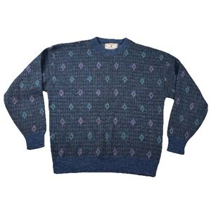 Vintage Pinnacle Collection Sweater Mens XL Wool Blend Geometric Grandpa 90s USA